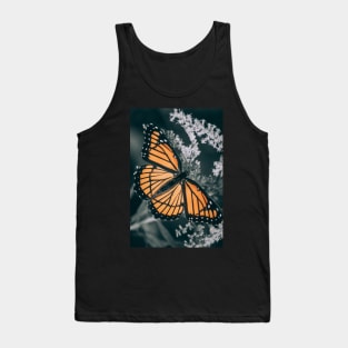 Dark Monarch Butterfly. Orange, Black and White Photograph Tank Top